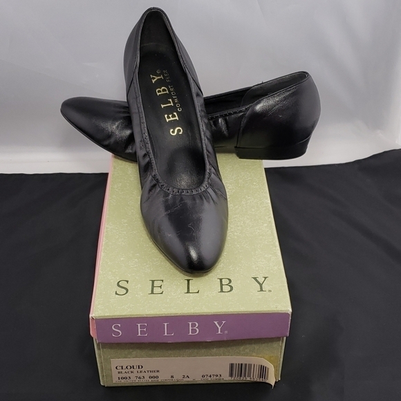 Selby Shoes - Selby Cloud Black Leather Flats Balletcore 8AA NIB Deadstock